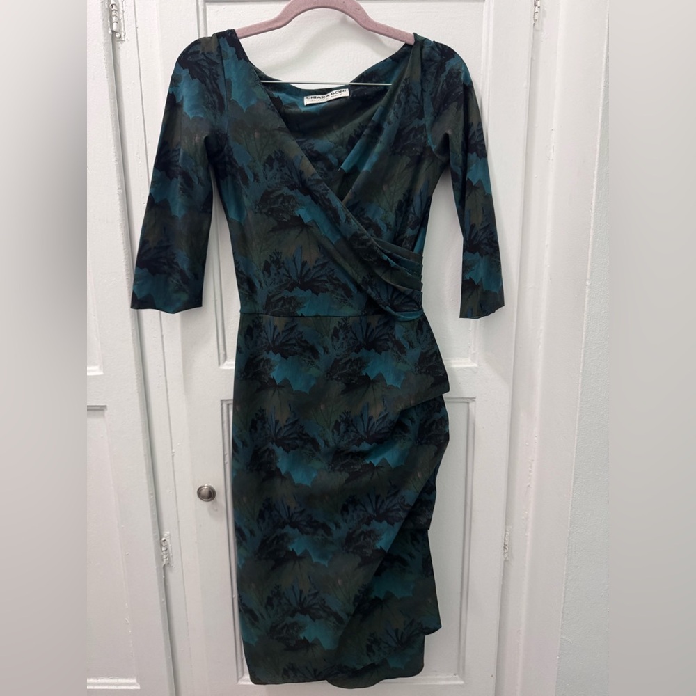 Chiara Boni Three Quarter Sleeve Wrap Dress in Maple Green